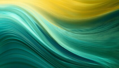 黄緑からターコイズブルーへの滑らかな水流のようなグラデーション、光の反射がリラックス感を演出