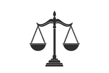 a black and white image of a balance scale