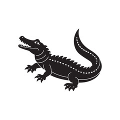 Fototapeta premium crocodile silhouette vector, black and white silhouette, vector and illustration, black and white, isolated on white background