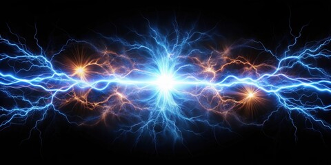 Abstract shockwave electric current energy explosion effect on black background, shockwave, abstract, electric current