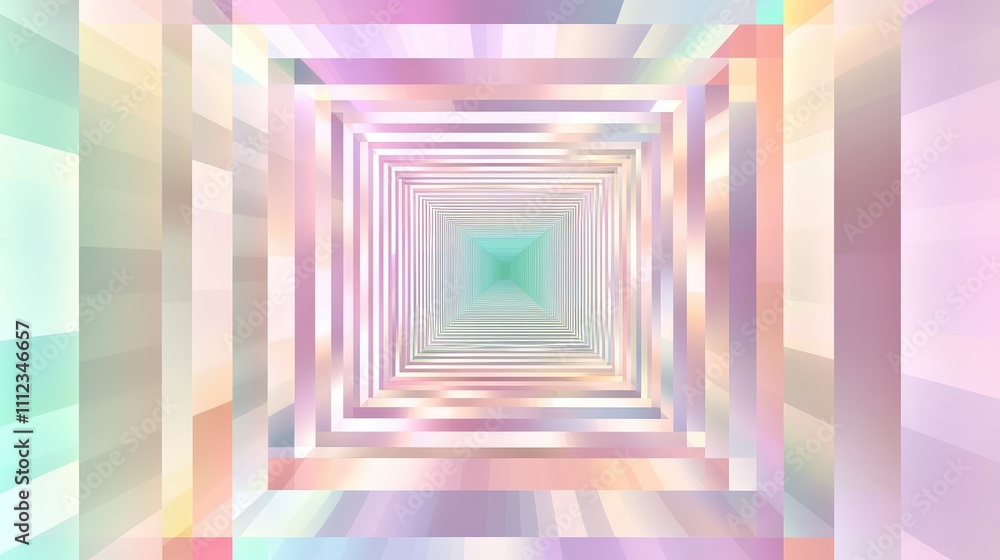 Poster a pixelated illusion art design with staggered squares that shift and distort, creating a mesmerizin