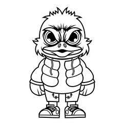 Mascot character design cartoon of a duck outline