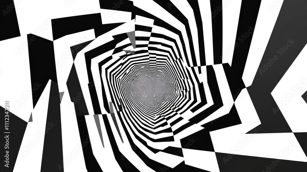 Poster a pixelated illusion art featuring concentric rectangles and diagonals that play tricks on the eyes,