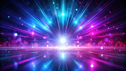 Obraz premium Blurry neon glow with light flare overlay in purple, magenta, pink, and blue colors on dark abstract background