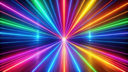 Obraz premium Abstract neon rainbow color laser lines motion background, futuristic, technology, seamless, looping, vibrant, colorful