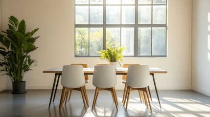 Fototapeta premium Bright Industrial Brainstorming Session Space