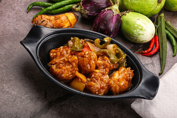 Chinese cuisine - prawn with chili sauce