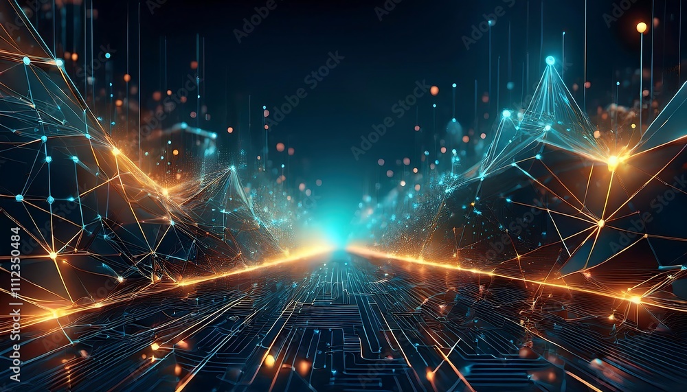 Aufkleber an abstract background showcasing technology and innovation of modern future, with network connectio