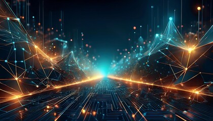 Obraz premium An abstract background showcasing technology and innovation of modern future, with network connection elements.