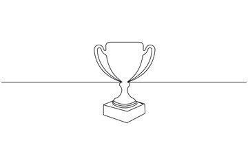Football trophy cup continuous line drawing of isolate outline football day simple vector icon