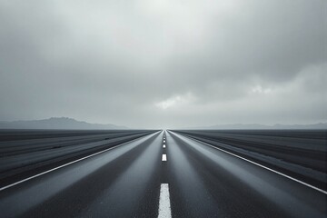 Fototapeta premium Endless Desert Highway Under Overcast Sky