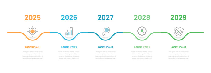 Five-step timeline, infographics, chart. It can be used in a presentation to display results or goals, subtotals