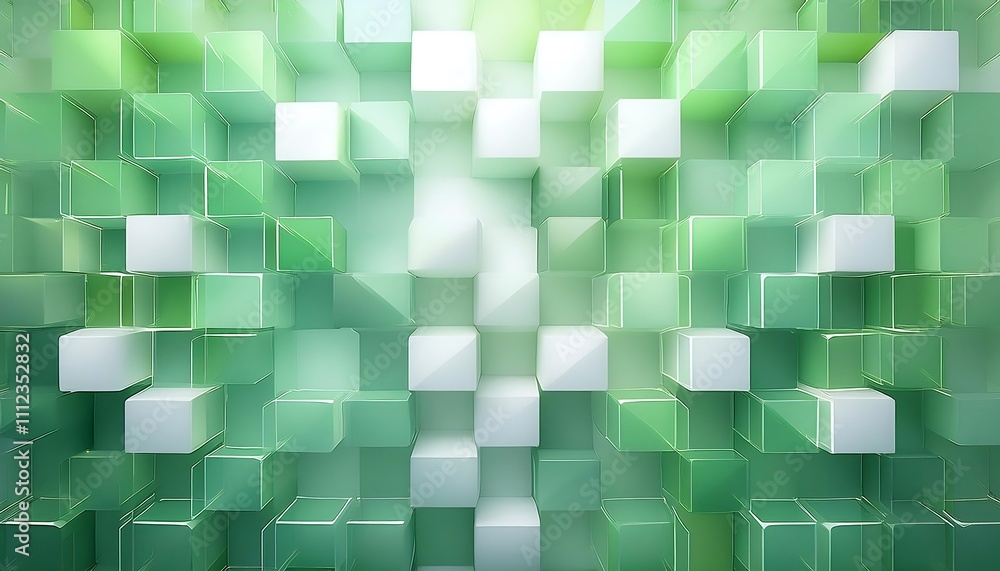 Aufkleber geometric background with pastel green and white lights in square shape creates a relaxing visual ef