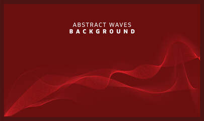Red abstract waves lines banner background