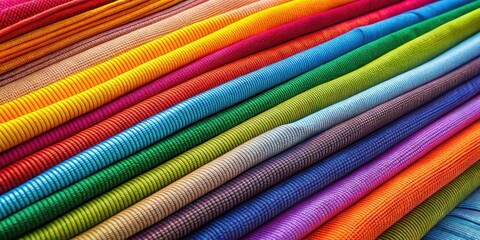 Colorful fabric textile with various shades ideal for the clothing industry , vibrant, texture, rainbow, pattern, material