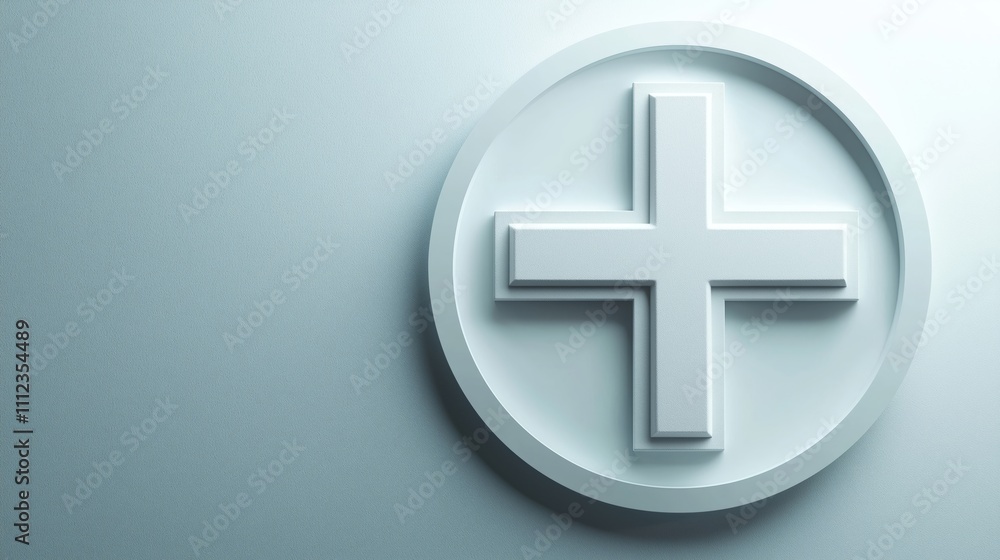 Poster modern 3d plus symbol on soft gradient background
