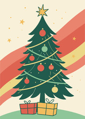 Bright Christmas Tree with Pink Presents