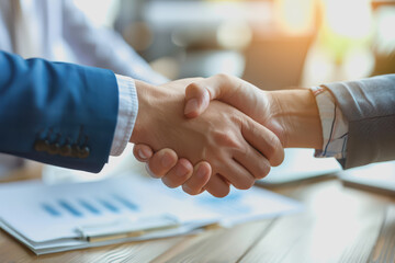 Businessmen join hands to jointly do business and achieve business success.