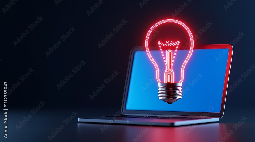 Poster a unique business idea and startup concept are presented through the image of a floating light bulb 