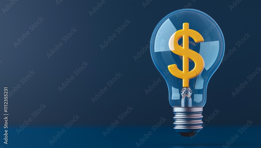 Poster a light bulb adorned with a dollar sign, representing inventive concepts and monetary achievement in