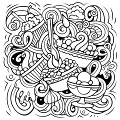 Ice Cream cartoon vector illustration. Funny detailed composition with lot of Sweet Food objects and symbols