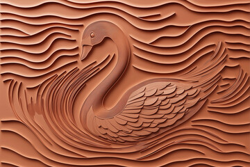 Fototapeta premium swan on the water terracotta red Trend bird animal avian