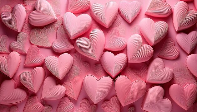 Repeating pattern of pink half-hearts on a light pink background.