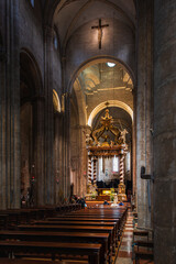 Fototapeta premium Ice Dawn in Sappada. Walk through ancient villages and dream mountains. Dolomites.