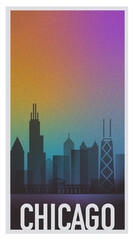 Chicago Skyline in Silhouette and Color