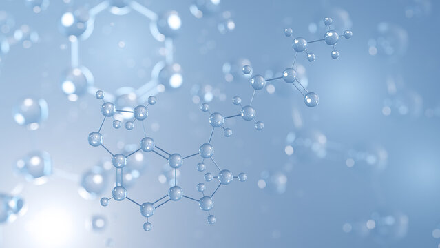ramelteon molecular structure 3d, hypnotic, structural chemical formula view from a microscope