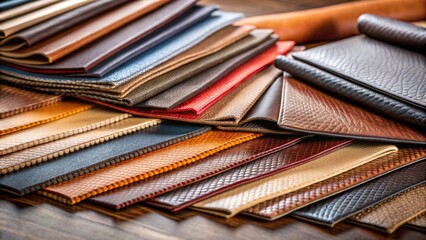 Leather fabric samples array on table for crafting, leather, fabric, samples, array, table, crafting, shades, material