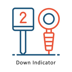 Down Indicator  Vector two Colors Outline Icon. Eps file 10