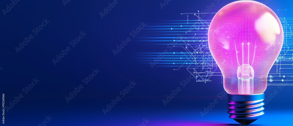 Poster a light bulb symbolizes innovative ideas and creativity in technology development and programming, e