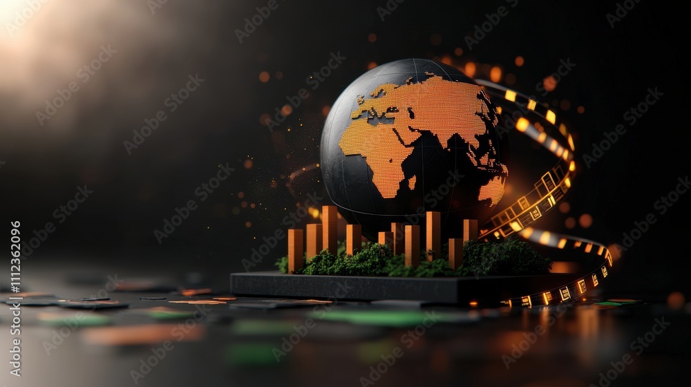 Aufkleber floating globe with financial data visualization