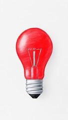 An artistic illustration of a red light bulb with shining filaments, symbolizing creativity and inspiration in the realms of business and design.