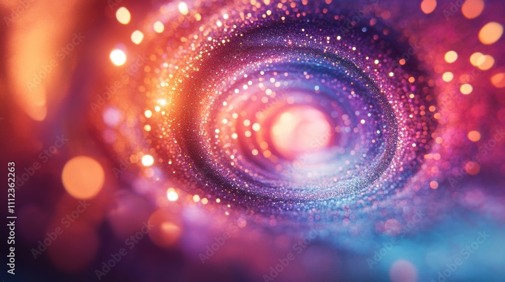 Poster abstract cosmic swirl of colorful bokeh lights with glowing particles and dreamy vortex effect in de