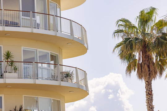 Multi-level apartment building in Newcastle with curved balconies