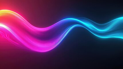 Obraz premium Colorful wave of light on a dark background, dynamic and vibrant design.
