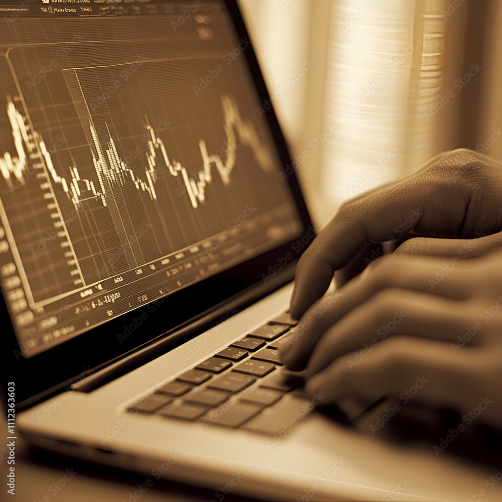 Poster analyzing financial trends in business office environment data visualization close-up view insights 