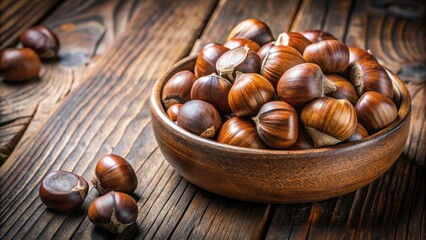 Obraz premium Bowl filled with roasted chestnuts, chestnuts, bowl, snack, food, autumn, holiday, seasonal, nuts, roasted, delicious, warm