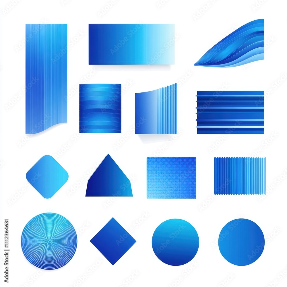 Poster abstract blue shapes and textures collection for creative design projects featuring a variety of geo