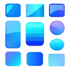 A Collection of Vibrant Blue Geometric Shapes with Varying Transparency and Textures Suitable for Digital Design and Creative Projects