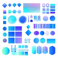 Abstract Colorful Geometric Shapes Collection in Varied Shades of Blue and Purple for Modern Design and Creative Projects