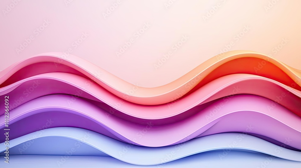Poster layered colorful waves in vibrant hues creating a dynamic abstract background.
