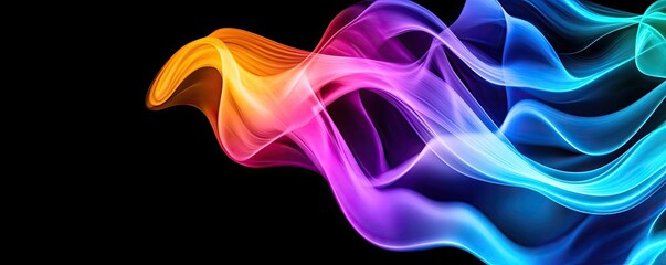 Fototapeta premium Colorful wave design with vibrant hues on a black background.