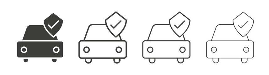 Auto insurance icons collection. vector set in black color