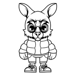 Mascot character design cartoon of kangaroo outline