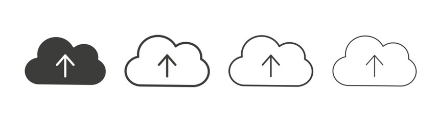 Cloud upload icons collection. vector set in black color