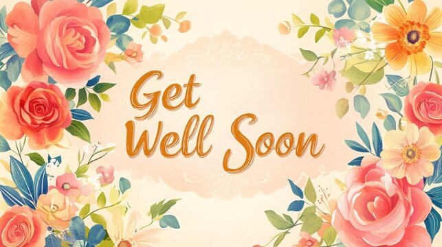 get well soon wishing card, signage.