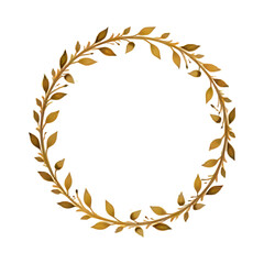 Golden leaf border, circle border, PNG transparent background